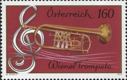 Stamp, Viennese trumpets, Austria,  , Musical Instruments, Music and Dance