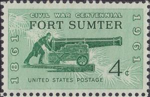 Stamp, Sea Coast Gun of 1861 in Fort Sumter, United States of America,  