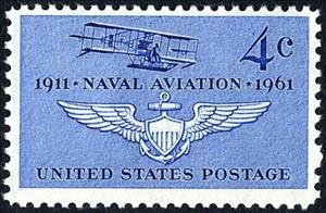 Stamp, Navy's First Plane (Curtiss A-1 of 1911) and Naval Air Wings, United States of America,  