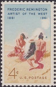 Stamp, "The Smoke Signal" by Frederic Remington, United States of America,  