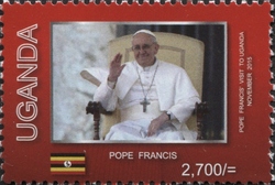 Stamp, Pope Francis' Visit to Uganda, Uganda,  , Religions and beliefs, Popes