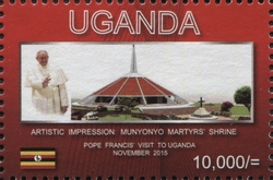 Stamp, Pope Francis' Visit to Uganda, Uganda,  , Religions and beliefs, Popes