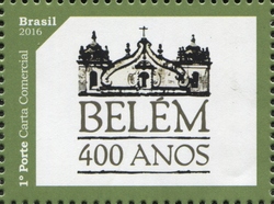 Stamp, 400 Years of the Founding of the City of Belém of Pará, Brazil,  , Coats of Arms, Geographical history, National symbols, History