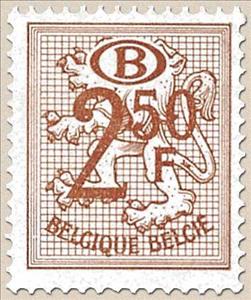 Stamp, Service Stamp: Numeral on Heraldic Lion + B in oval, Belgium,  
