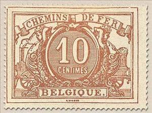 Stamp, Railway Stamp: White numeral with french text, Belgium,  