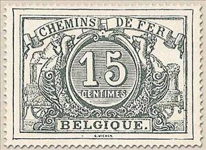 Stamp, Railway Stamp: White numeral with french text, Belgium,  