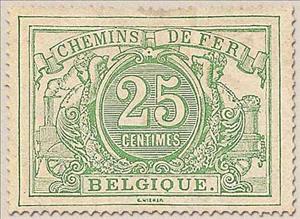 Stamp, Railway Stamp: White numeral with french text, Belgium,  