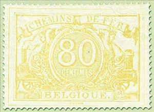 Stamp, Railway Stamp: White numeral with french text, Belgium,  