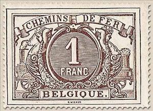 Stamp, Railway Stamp: White numeral with french text, Belgium,  