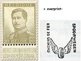 Railway Stamp: Winged Wheel in violet overprint