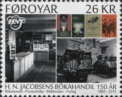 Stamp, H.N.J. Bookstore 150 years, Faroe Islands,  , Writers, Economy and Industry, Literature, Press and Comics