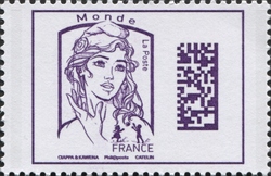 Stamp, Marianne Datamatrix World, France,  , Mankind, National symbols, Women