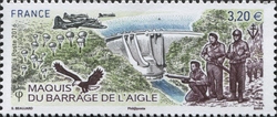 Stamp, Maquis of le Barrage de l'Aigle (Eagle Dam), France,  , Engineering, World War I and II, Dams, History