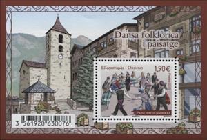 Mini Sheet, Folk Dance and Landscapes - The Contrapàs, Andorra, French Administration,  