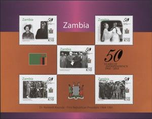 Mini Sheet, 50th Anniversary of Independence of Zambia, Zambia,  