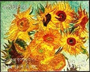 Stamp, Van Gogh, Bhutan,  , Flowers, Paintings