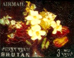 Stamp, La Tour, Bhutan,  , Flowers, Paintings