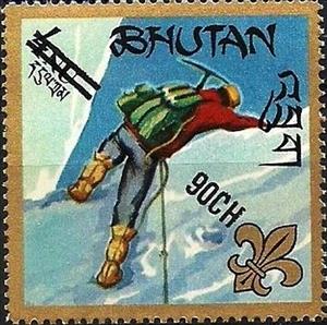 Stamp, Scout climbs, Bhutan,  , Scouting
