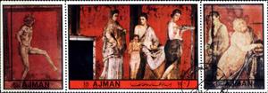 Se-tenant, Satyr/Women/Silenus, Ajman,  , Art