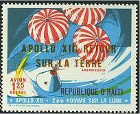 Stamp, Apollo 12, Haiti,  , Moon Landing, Outer Space, Space Traveling, Spacecrafts