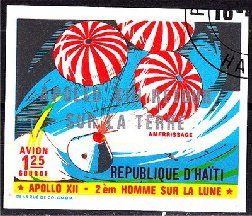 Stamp, Apollo 12, Haiti,  , Moon Landing, Outer Space, Space Traveling, Spacecrafts