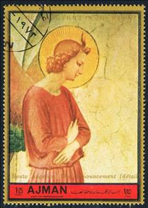 Stamp, The Annunciacion; by Fra Angelico, Ajman,  