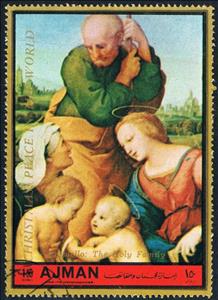 Stamp, Holy Family; by Raphael, Ajman,  