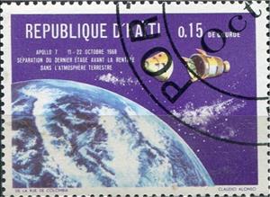 Stamp, Apollo 7 and Apollo 8, Haiti,  , Outer Space, Space Traveling, Spacecrafts