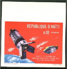 Stamp, Apollo 7 and 8, Haiti,  , Outer Space, Space Traveling, Spacecrafts
