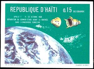 Stamp, Apollo 7-last Stage Separation Before Re-entry, Haiti,  , Outer Space, Space Traveling, Spacecrafts