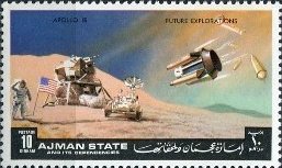 Stamp, Moon landing, Ajman,  , Outer Space, Space Traveling, Spacecrafts