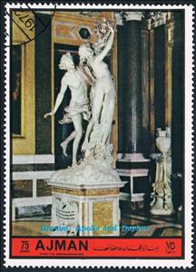 Stamp, Apollo and Daphne; by Gianlorenzo Bernini, Ajman,  