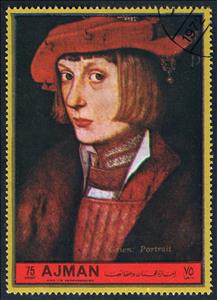 Stamp, Young Man; by Hans Baldung, Ajman,  