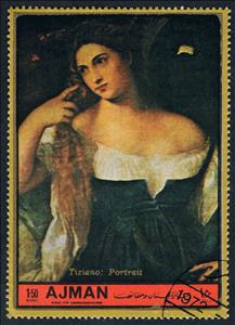 Stamp, Young Woman; by Titian, Ajman,  