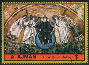 Stamp, Apse mosaic from the Basilica of St. Vitale, Ajman,  , Churches - Cathedrals - Basilicas - Chapels, Mosaic