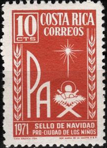 Stamp, Christ Child and PAX, Costa Rica,  , Christmas