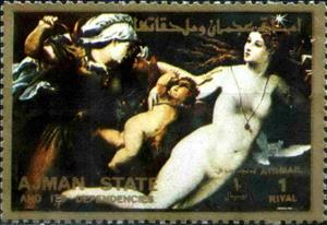 Stamp, Nude painting, Ajman,  , Nudes, Paintings