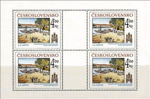 Mini Sheet, The old royal bridge,by J.A.Lanz,1820, Czechoslovakia,  