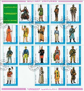 Mini Sheet, Military uniforms, Ajman,  , Military Officers