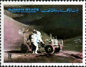Stamp, Moon Excursion, Ajman,  , Astronomy