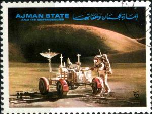 Stamp, Moon Excursion, Ajman,  , Astronomy