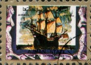 Stamp, Sailing Ship, Ajman,  , Ships, Transport