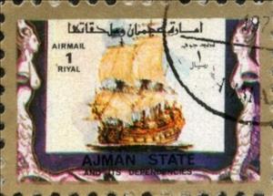 Stamp, Sailing Ship, Ajman,  , Ships, Transport