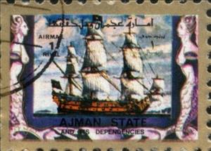 Stamp, Sailing Ship, Ajman,  , Ships, Transport