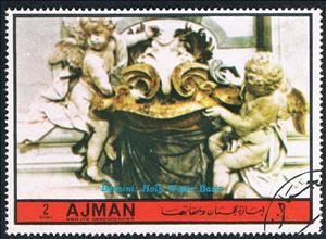 Stamp, Holy Water Font; by Gianlorenzo Bernini, Ajman,  