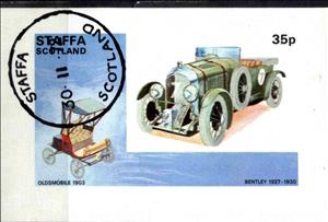 Stamp, Oldsmobile 1903 / Bentley 1927-1930, Cinderellas,  , Cars