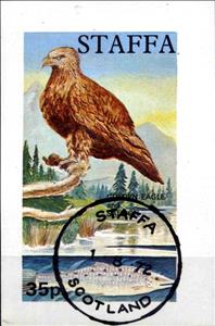Stamp, Golden Eagle and Salmon, Cinderellas,  , Birds