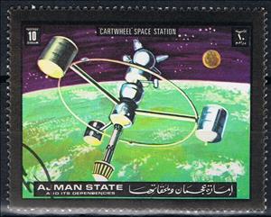 Stamp, Cartwheel`space station, Ajman,  , Space Traveling