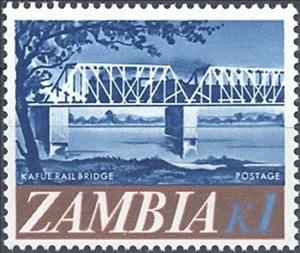 Stamp, Kafue rail bridge, Zambia,  , Bridges, Railways
