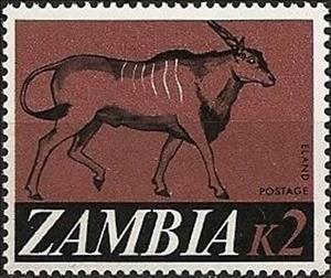Stamp, Common Eland (Taurotragus oryx), Zambia,  , Animals (Fauna)